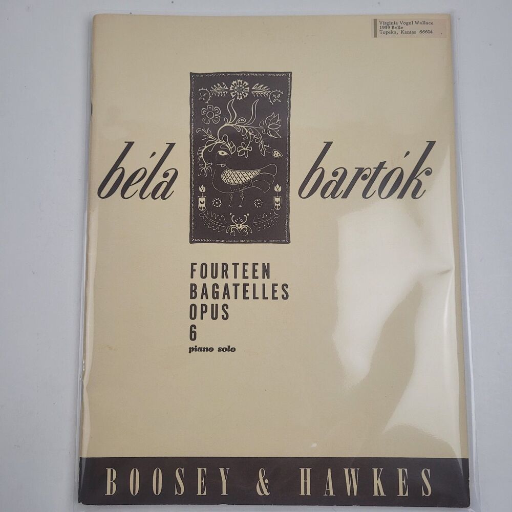 Bela Bartok Fourteen Ragatelles Opus 6 for Piano Solo Peter Bartok 1945 SM2